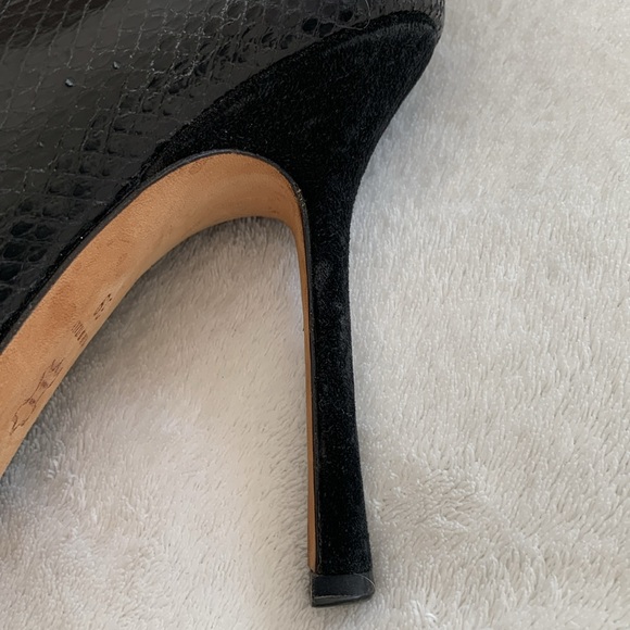 Jimmy Choo black suede watersnake skin pumps - Picture 10 of 17